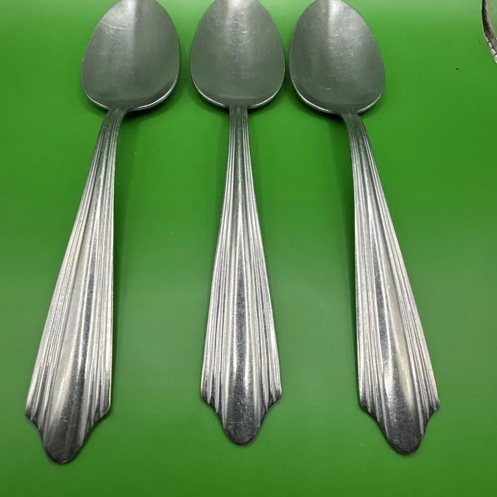 (3) Royal Allegheny RFL9 Oval Soup Table Spoon Place Stainless Outline 7 1/4 In